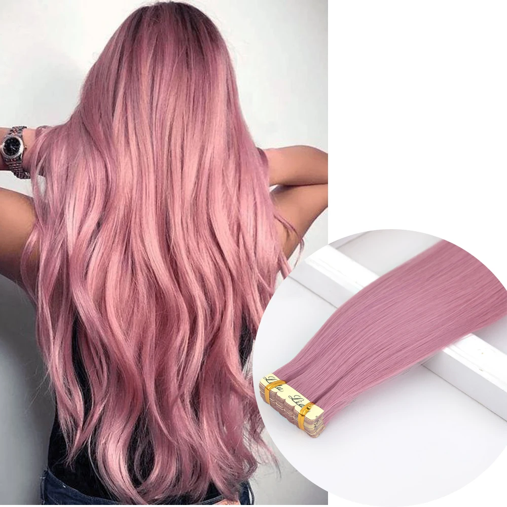 

Tape In Hair Extensions Invisible Adhesive Synthetic Colored Tape In Hair Extension 10pcs/pack Pink Purple Blue Colorful Hair