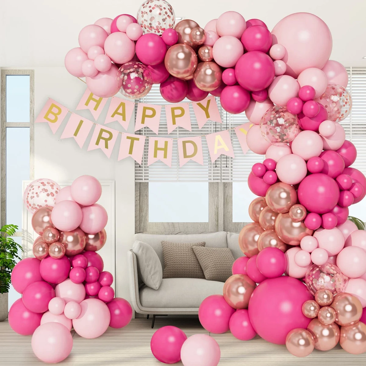 Macaron Pink Balloon Garland Arch Kit Wedding Birthday Party Decoration Kids Globos Gold Confetti Latex Ballon Baby Shower Girl