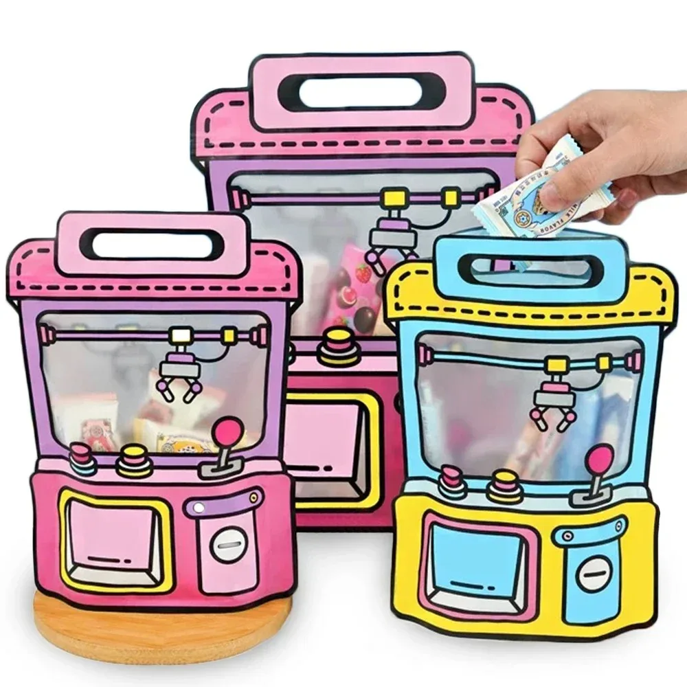 New Cartoon Gift Bag Cute Claw Machine Frosted Self-lock Zipper Bags Children School Candy Food Cookies Snack Sealing Packaging