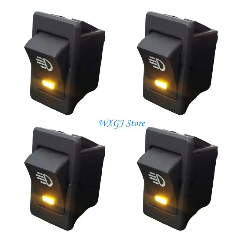 37JE 4Pin 12V Fog Light Switches Fog Lamp Toggle Rocker Switches with LED Light for Car