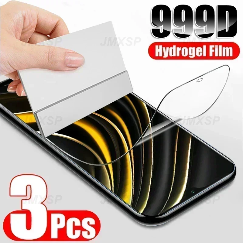 3 ชิ้นฟิล์ม Hydrogel สําหรับ Xiaomi Poco F4 F3 GT F1 ป้องกันหน้าจอสําหรับ Xiaomi Poco X3 X4 NFC GT X5 F2 Pro C40 C50 ป้องกันฟิล์ม
