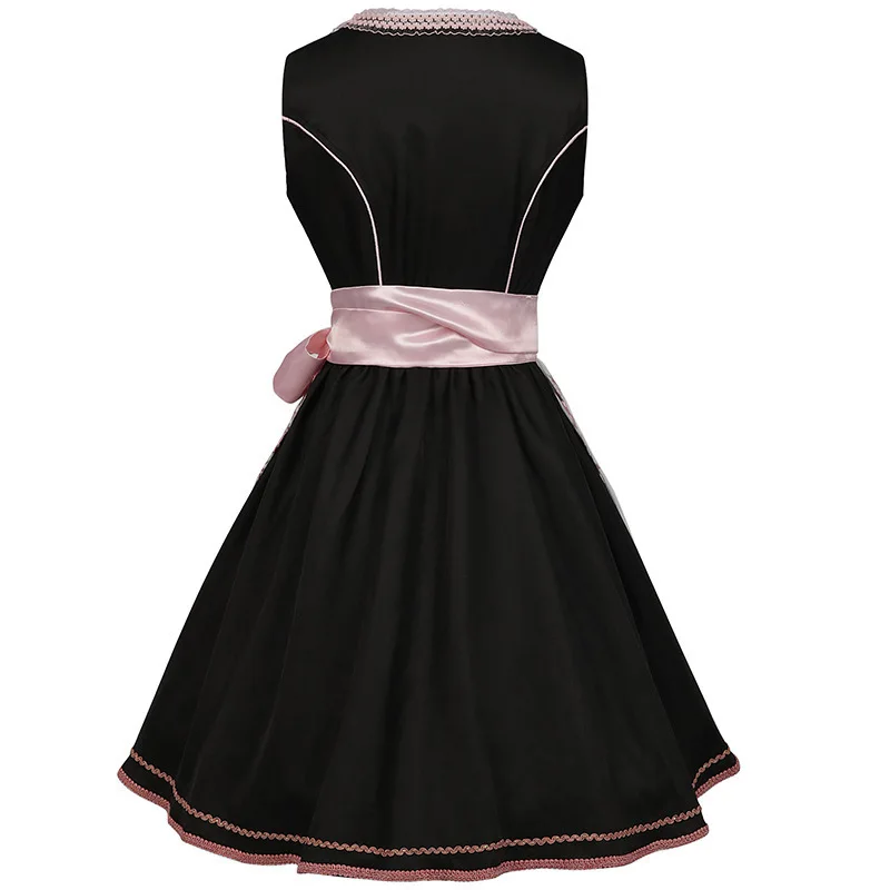 Deutsches Oktoberfest Dirndl-Kostüm für Damen, elegantes Spitzen-Blumen-Bayerisches Traditionelles Kleid, Vintage-Dienstmädchen-Festival-Cosplay-Fantasie-Anzug – Detail 9