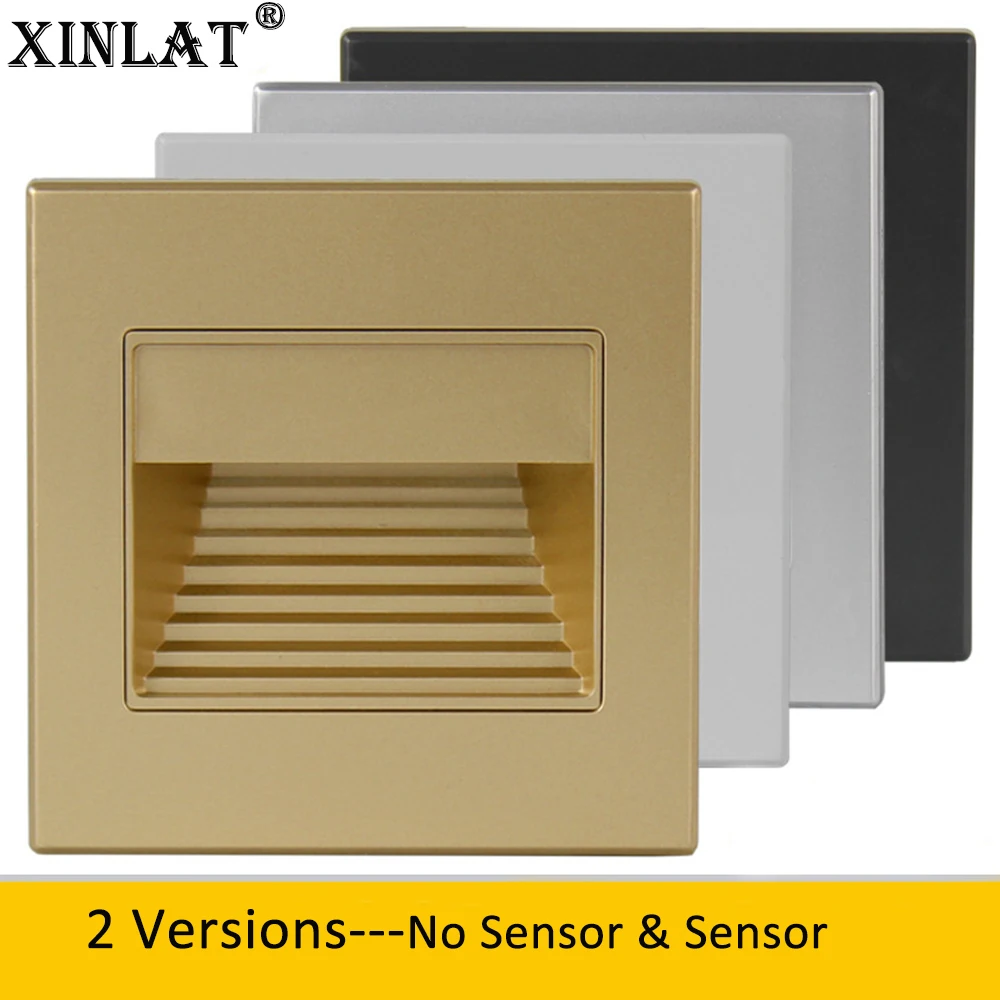 Recessed Wall Lamp Sensor Staircase Lighting Led Step Footlight Night Spot Lamp Motion Detect Luminaires Bedroom Bathroom XINLAT