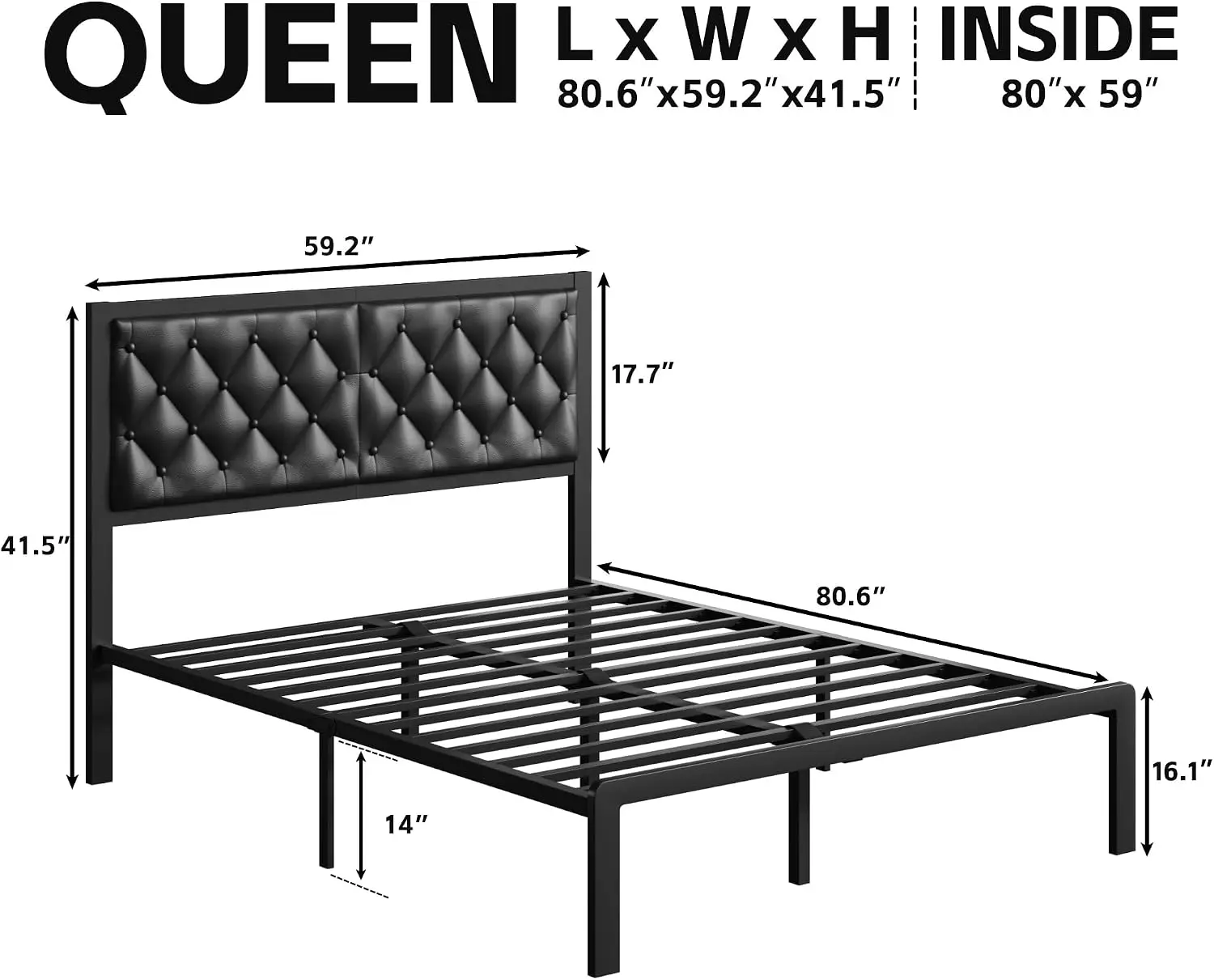 Frame with Headboard PU Leather Upholstered Bed Frame Platform,All Metal Slats Support Platform Bed Frame with, Customized