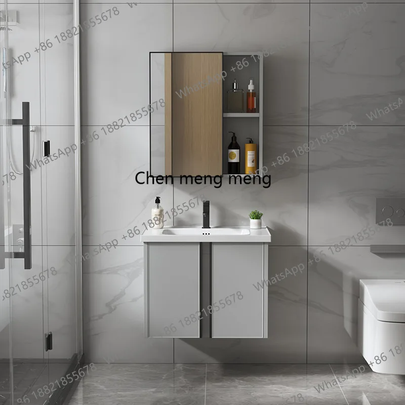 Space aluminum drawer bathroom cabinet combination integrated intelligent defogging mirror rock slab