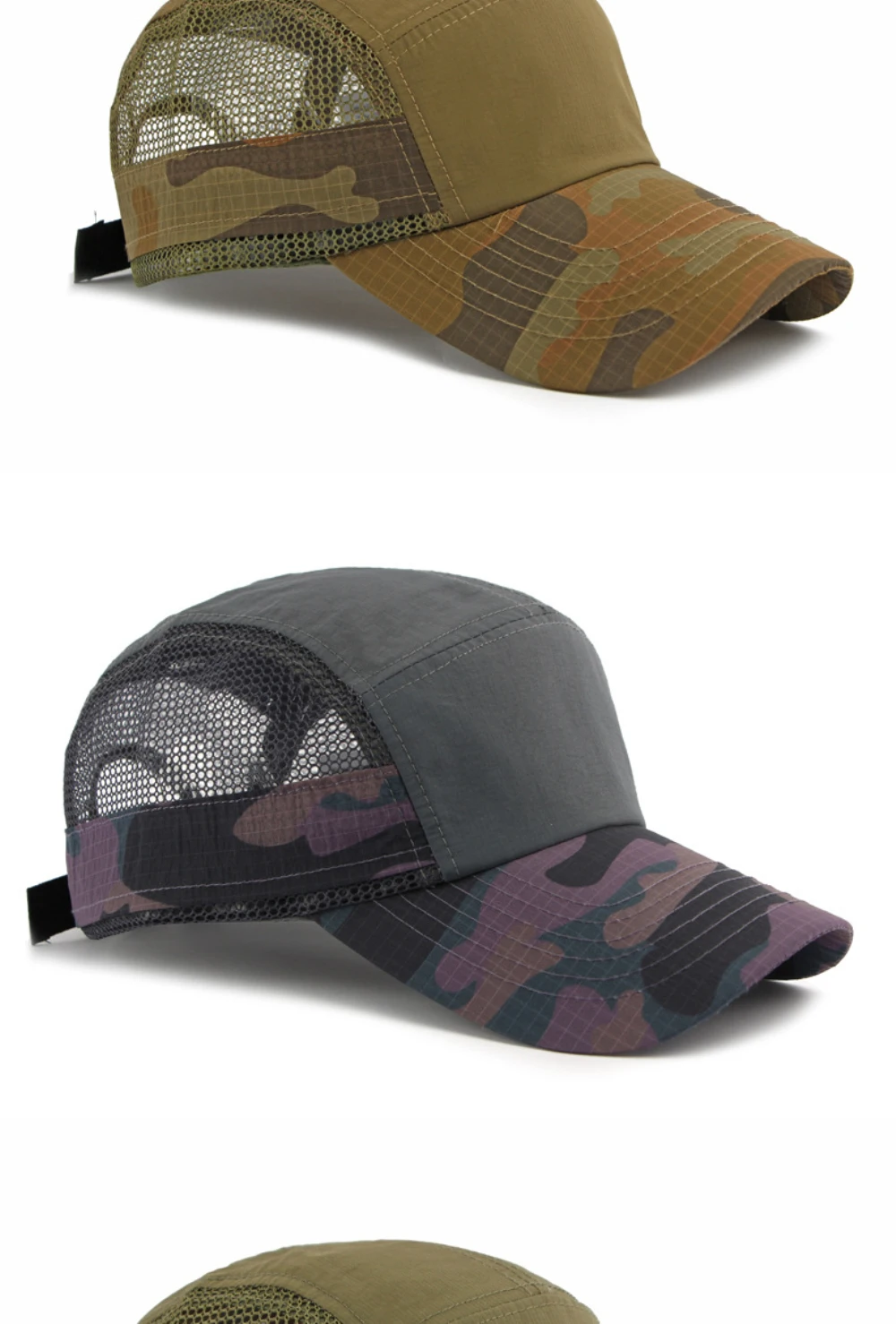HT5089 Neue Frühling-Sommer Baseballkappe für Männer und Frauen Tarnmuster Sonnenkappen Unisex 6-Panel Baseballmütze Verstellbare Snapback-Kappe – Detail 7