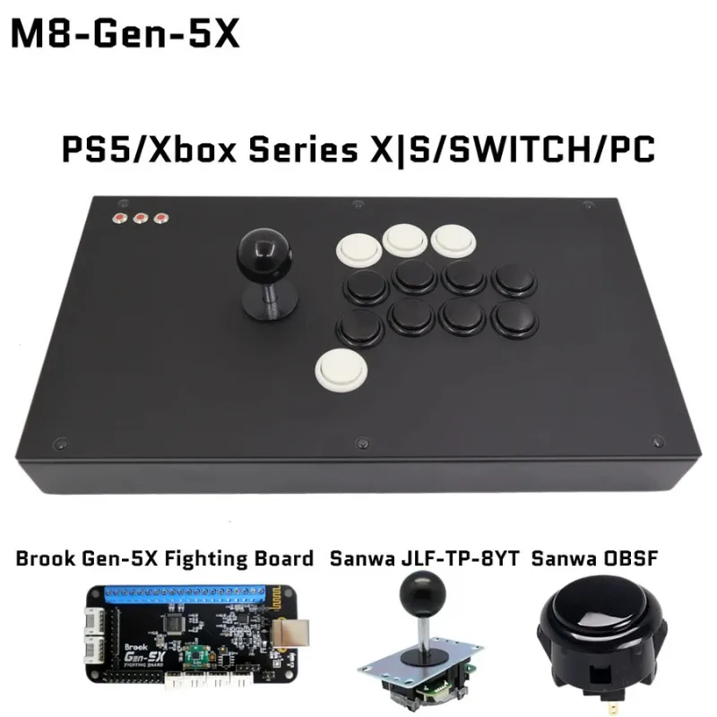 Customizable Latest FightBox M8 Gen 5x Chip Hitbox Style OBSF-30MM SANWA Button Arcade Controller with Joystick for Pc Ps5 Xbox