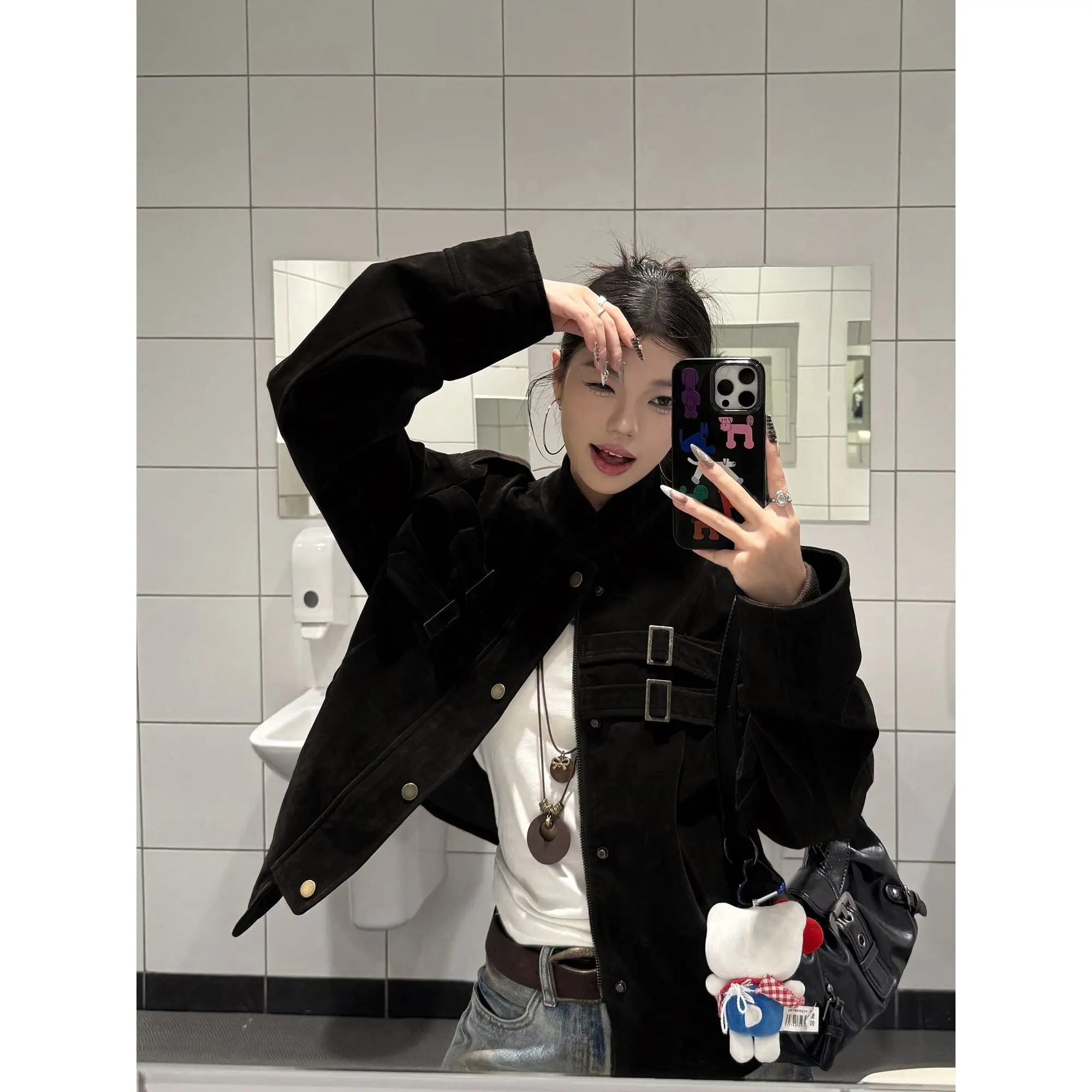 

Весенне-осенние мужские куртки, верхняя одежда, американский ретро-дизайн, имитация замши, высококачественная куртка, женское свободное короткое пальто, прилив