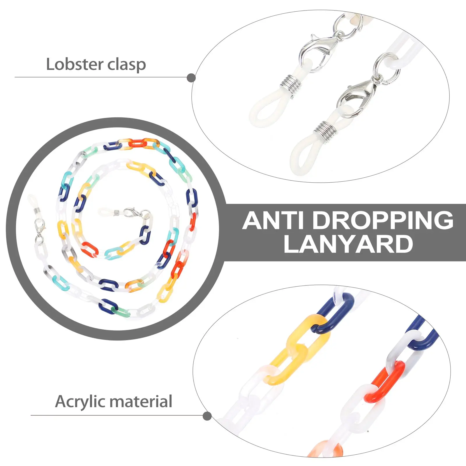 

4pcs Glasses Chain Lanyards Acrylic Mask Holder Eyeglass Sunglasses Cord Creative Design Face Mask Decorations Lobster Clasp