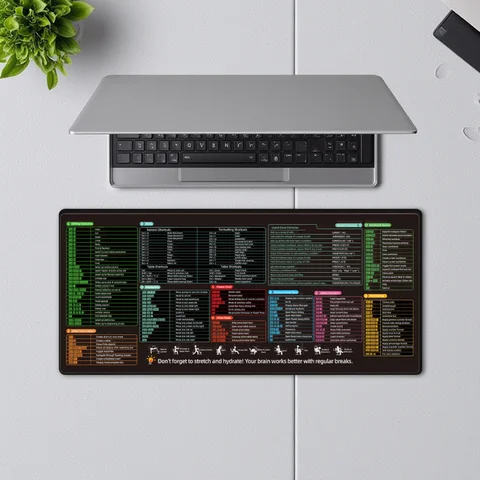 Excel 단축키 마우스 패드 – 확장형 대형 XL 치트 시트 게임용 마우스 패드 미끄럼 방지 PC 오피스 스프레드시트 키보드 매트