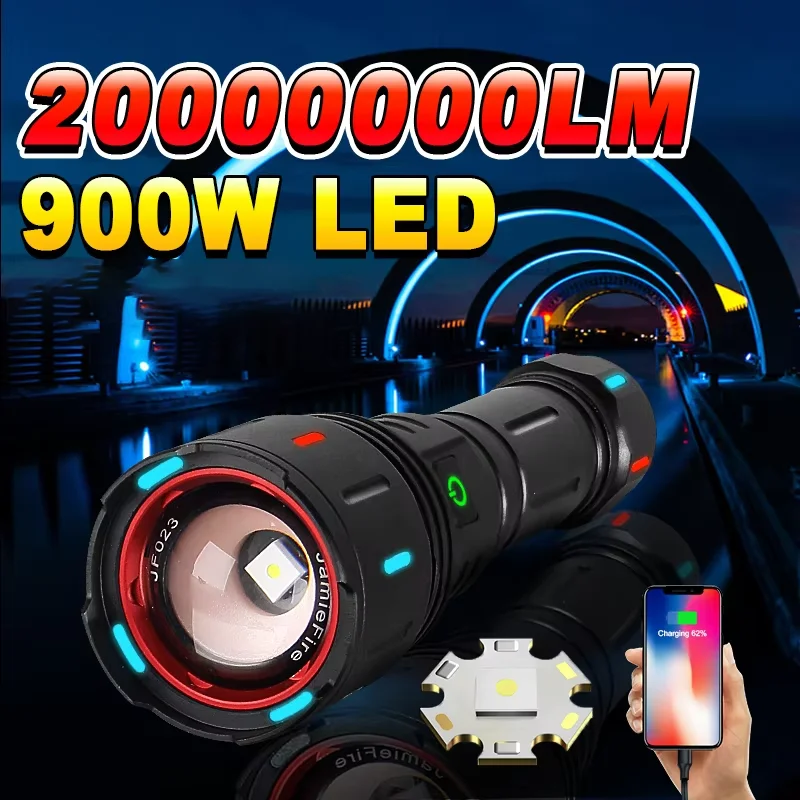 

The most powerful LED flashlight of 2025, USB rechargeable variable zoom ultra bright flashlight, remote 5000m tactical light