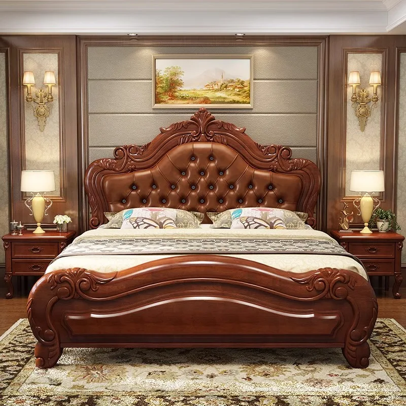 

Design Fashionable Bed Double King Modern Princess Tatami Bed Minimalist Comfortable Simple Family Wood Cama Casal Furniture