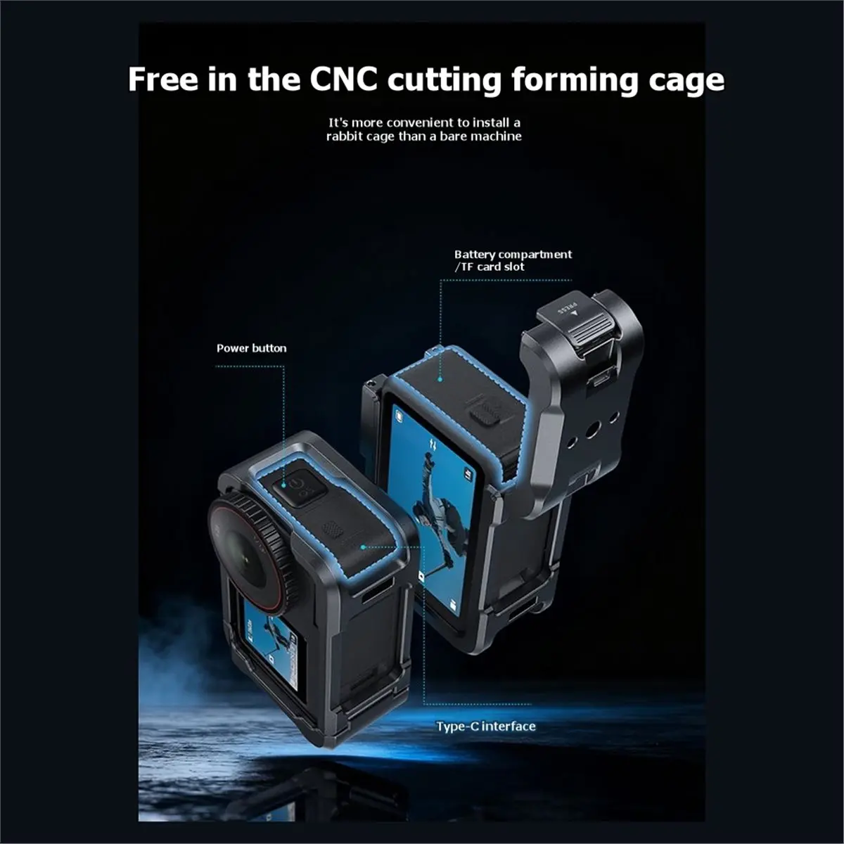 fitfit Frame Protective Case Rabbit Cage for DJI OSMO Action 6 Metal Shell Housing Camera Cage Accessories Kit