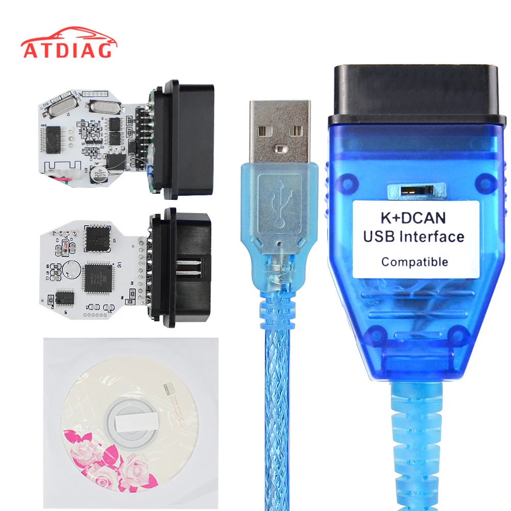 Para INPA BMW K DCAN con interruptor OBDII cable de interfaz de diagnóstico K + CAN k-line OBD2 herramienta de diagnóstico de código de conector de coche al por mayor
