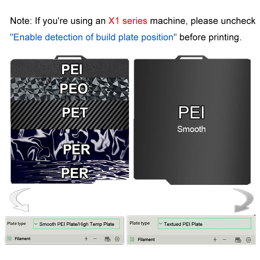 PEI Plate for Bambu Lab P2S A1 P1P P1S X1 X1C Build Plate 257x257mm Smooth PEO PET Textured PEI Bambulab P1P P2S Heated Bed