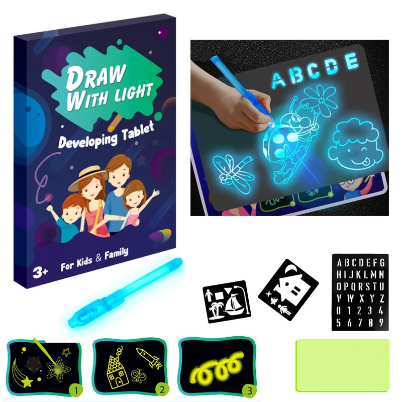 Hot Small Size Luminous Magic Drawing Board Light In Dark Children Kids Paint Toy DIY Educaitonal Boy Girl Educational Toys