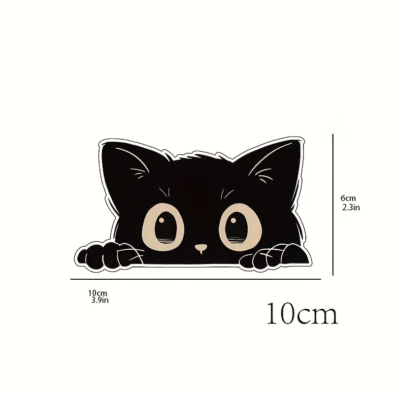 قطعة واحدة من ملصقات القطة السوداء ذات العين الواسعة، شارات فينيل مقاومة للخدش للدراجات النارية/مصدات السيارة - ملصقات ديكور جسم السيارة