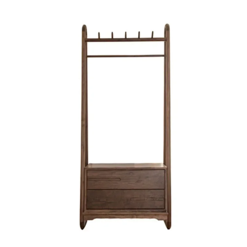 

black walnut floor-to-ceiling coat and hat furniture, simple household shoe change stool, shoe cabinet