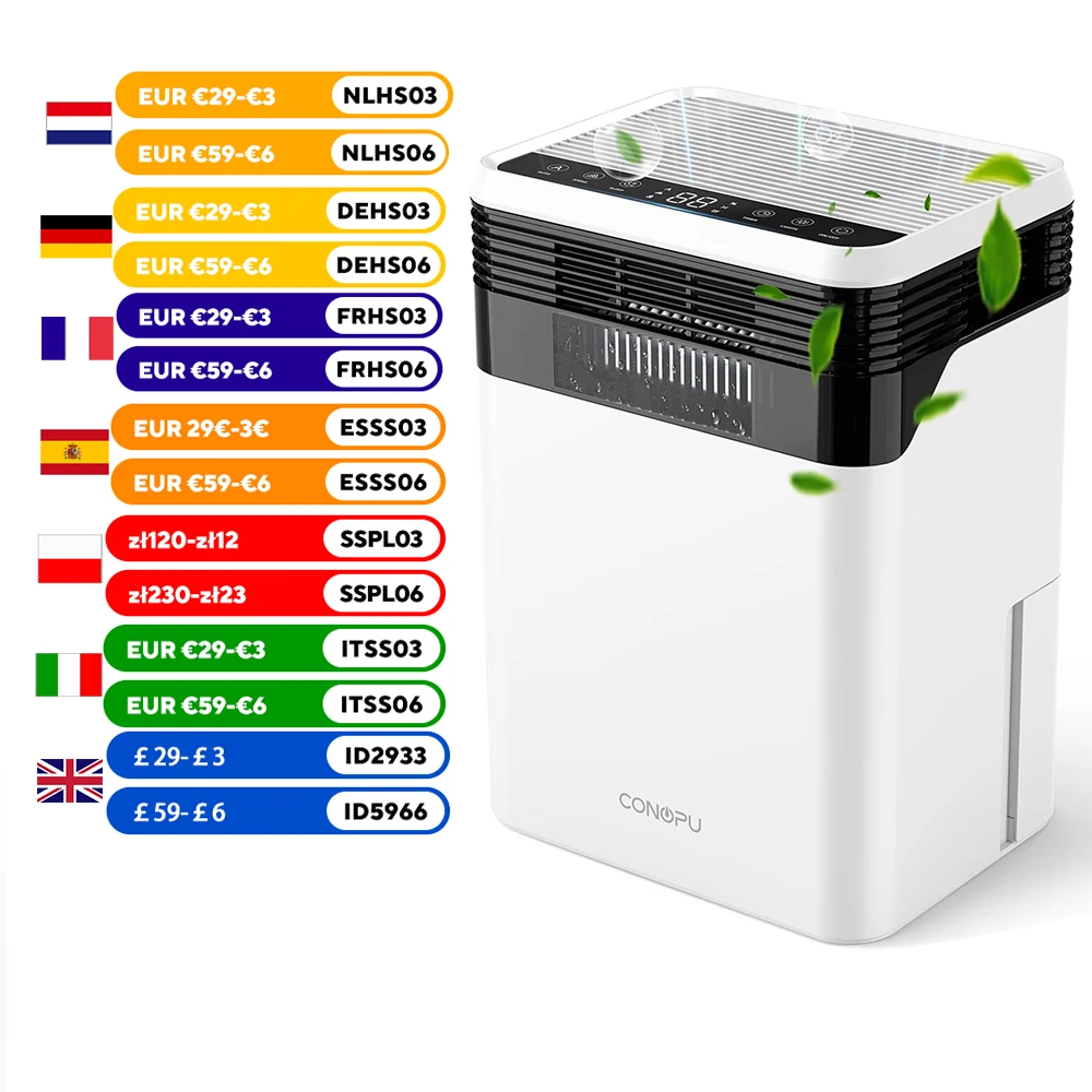 Luftentfeuchter, 1700 ml/Tag, 4 Halbleiter-Einheiten, 30 m2, 3 Modi und LED-Anzeige in Echtzeit,