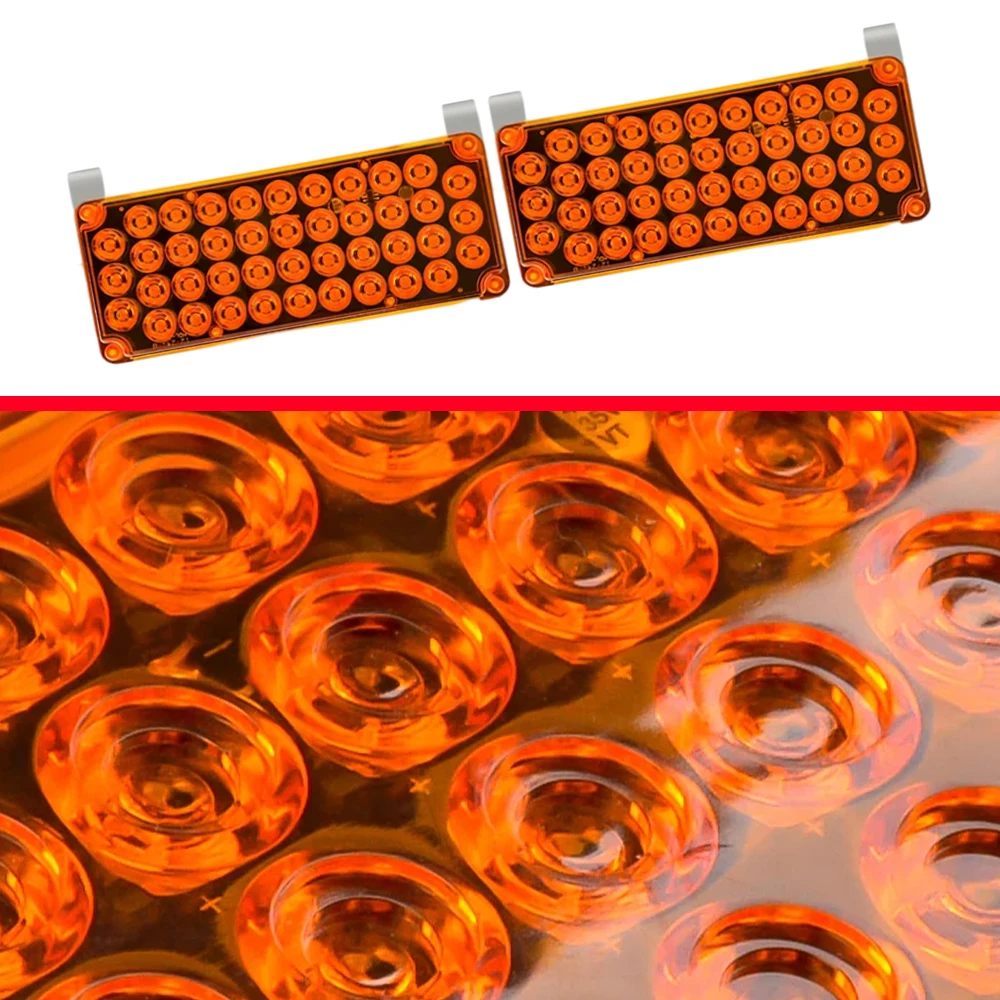 2Pcs 42LED Car LED Strobe Warning Light Emergency Beacon Lights Amber White Flasher Explosion Flashing Light 12-24V For Truck