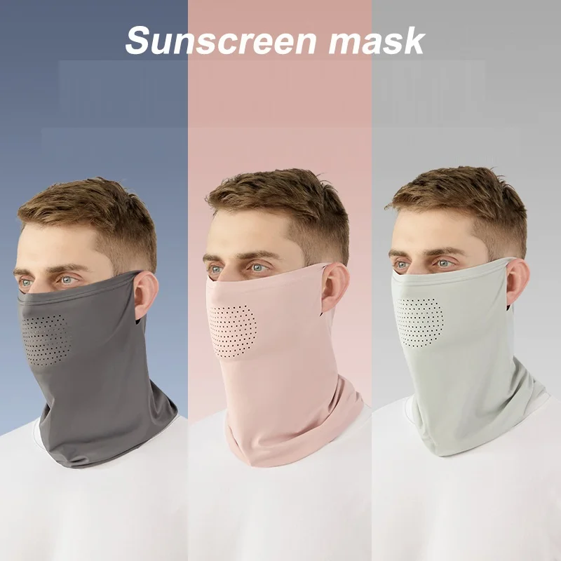 Summer Sun Protection Mask Cooling Neck Cover Breathable Soft Thin Anti UV Ear Loops Cycling Scarf