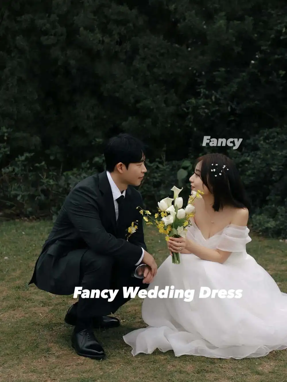 يتوهم عالية الجودة فستان الزفاف الأورجانزا ألف خط كوريا التقطت الصور ثوب الزفاف الخلفي مشد قبالة الكتف فساتين السهرة حسب الطلب