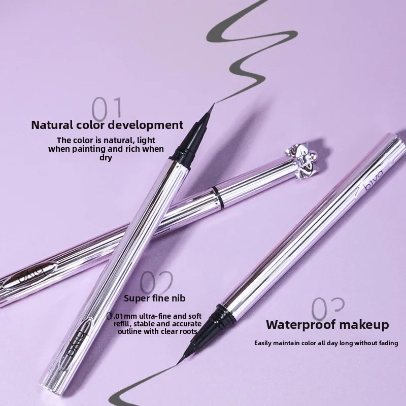 2pcs Biya Ultra Fine Liquid Eyebrow Pen Waterproof Sweatproof, Natural Wild Brow Hair-Like Strokes for Novice Lazy Makeup Lovers