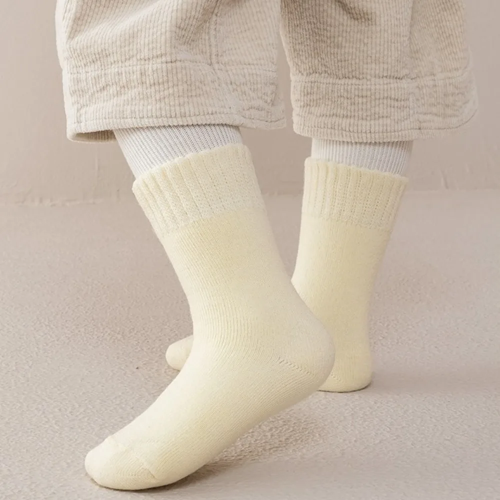 3 pairs New Children's Wool Socks Warm Super Thicker Winter Socks Solid Color Against Cold Thermal Terry Socks for Toddlers