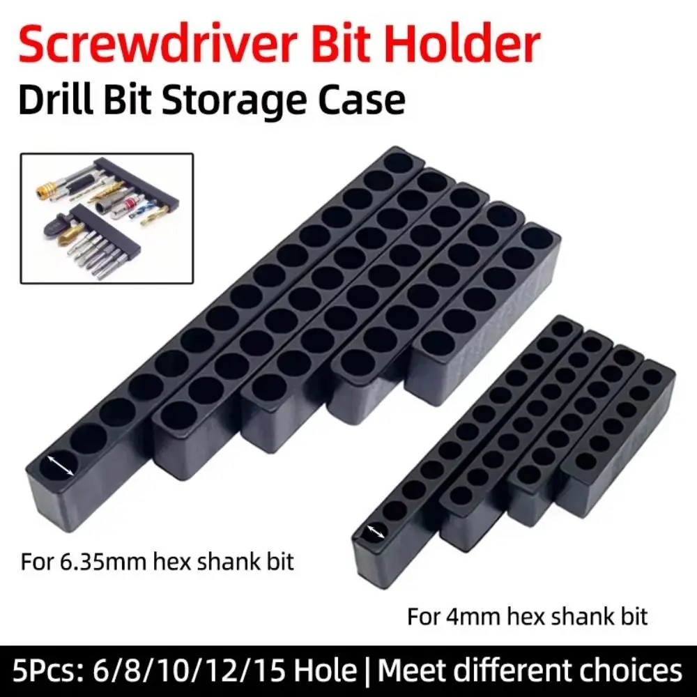 New 6/10/8/12 Holes Screwdriver Bit Holder Hex Shank Plastic Drill Bit Stand Black Drill Bit Head Storage