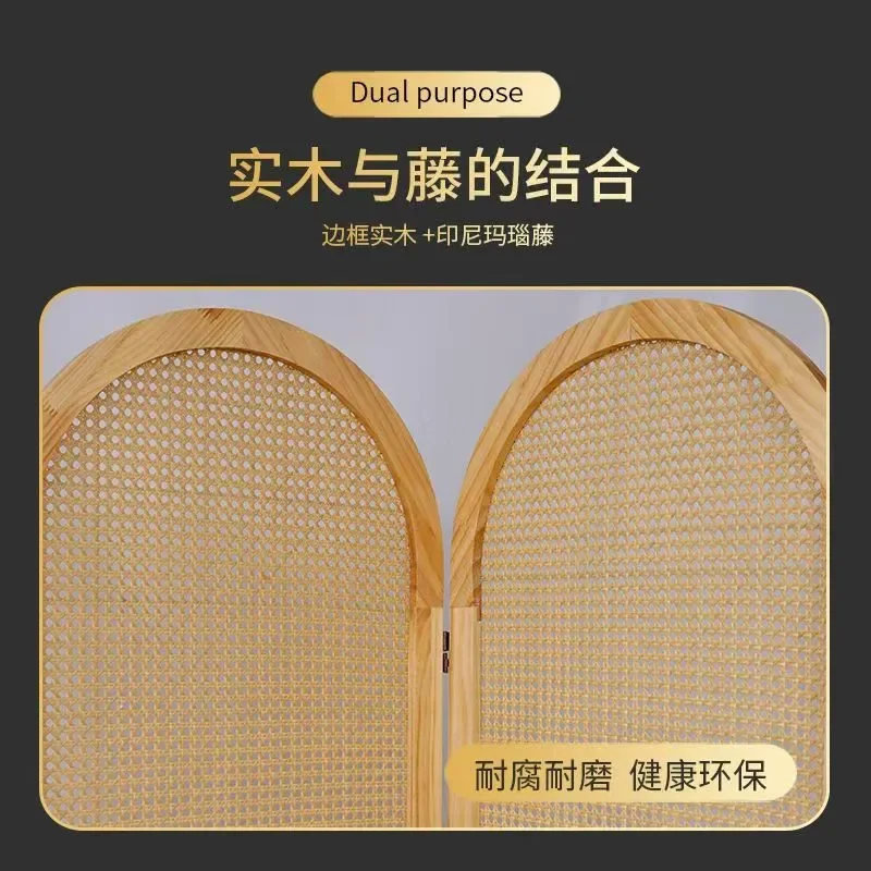 Foldable Pine Room Divider Screen Antique Simple Indoor Partition for Living Room Household Blocking Clearance Special
