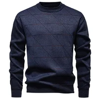 Men's Mock Neck  Knit Sweater Knitting Pullover Mens Autumn Winter Tops Fleece Lined Knitwear 6