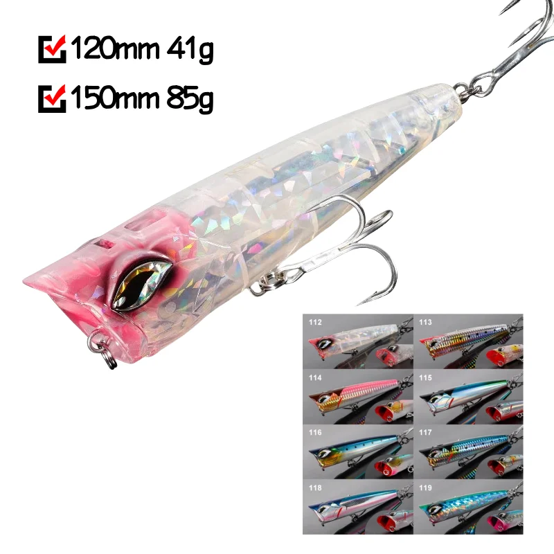 

NOEBY 3pcs Topwater Popper Fishing Lure 12cm 41g 15cm 85g Jet Popper Artificial Hard Bait for GT Tuna Sea Fishing Lure