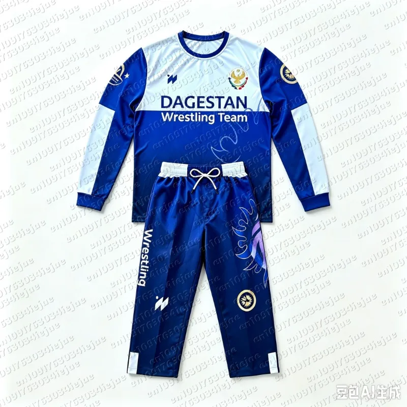 2026 Summer New Dagestan Quick-Drying Fighting Suit Kid's Wrestling Training Suit T-shirt Fighting Shorts Sports Set