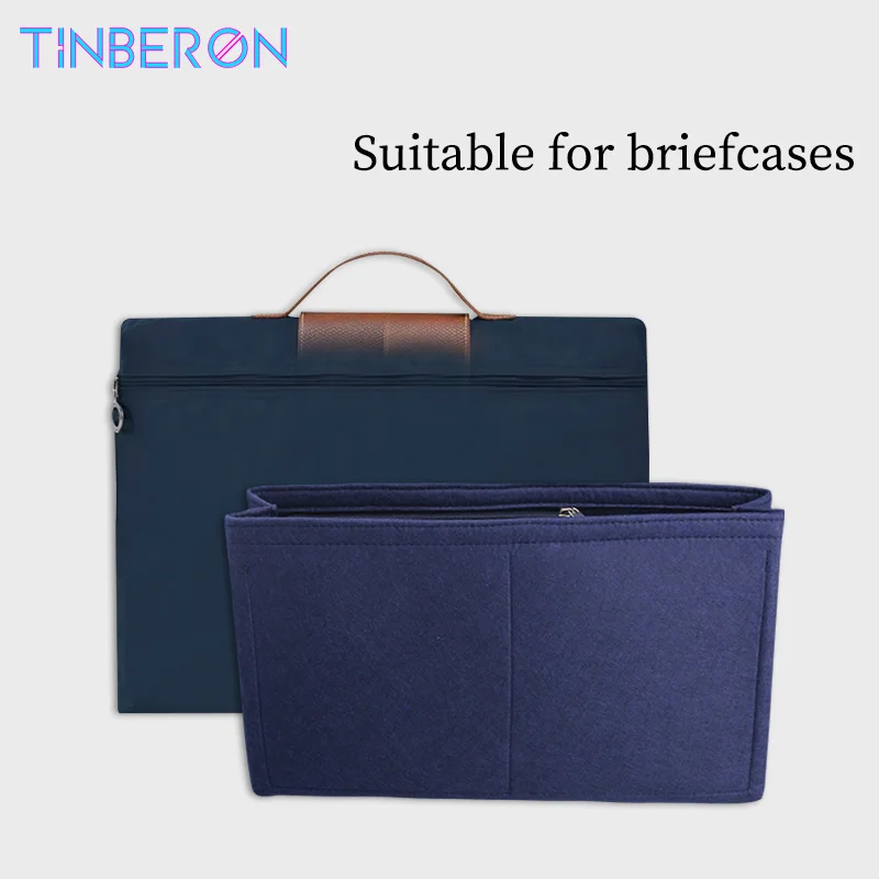 TINBERON-organizador de bolsas para maletín, bolso interno de almacenamiento, inserto de fieltro multibolsillo, organizador de cosméticos y maquillaje