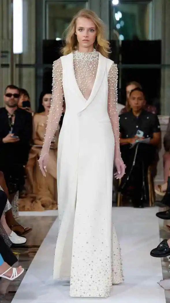 Women's Beading Jacket Single Breasted Pearls Business Party Regular Fit Ladies Blazer Dress One Piece Customized Formal Wear