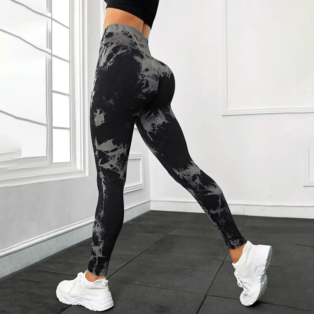 Women Tie Dye High Waist Leggings Scrunch Butt Lift Gym Pants Elastic Quick Dry Fitness Running Workout Sports Yoga Tights