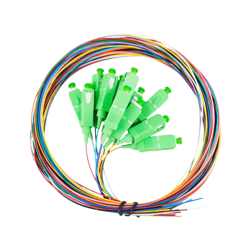 Fiber Optical Colorful Pigtail  SC/APC 12 Colors 0.9mm Single  Mode Fiber Pigtail 1.5M 12 Cores  Fiber Pigtail