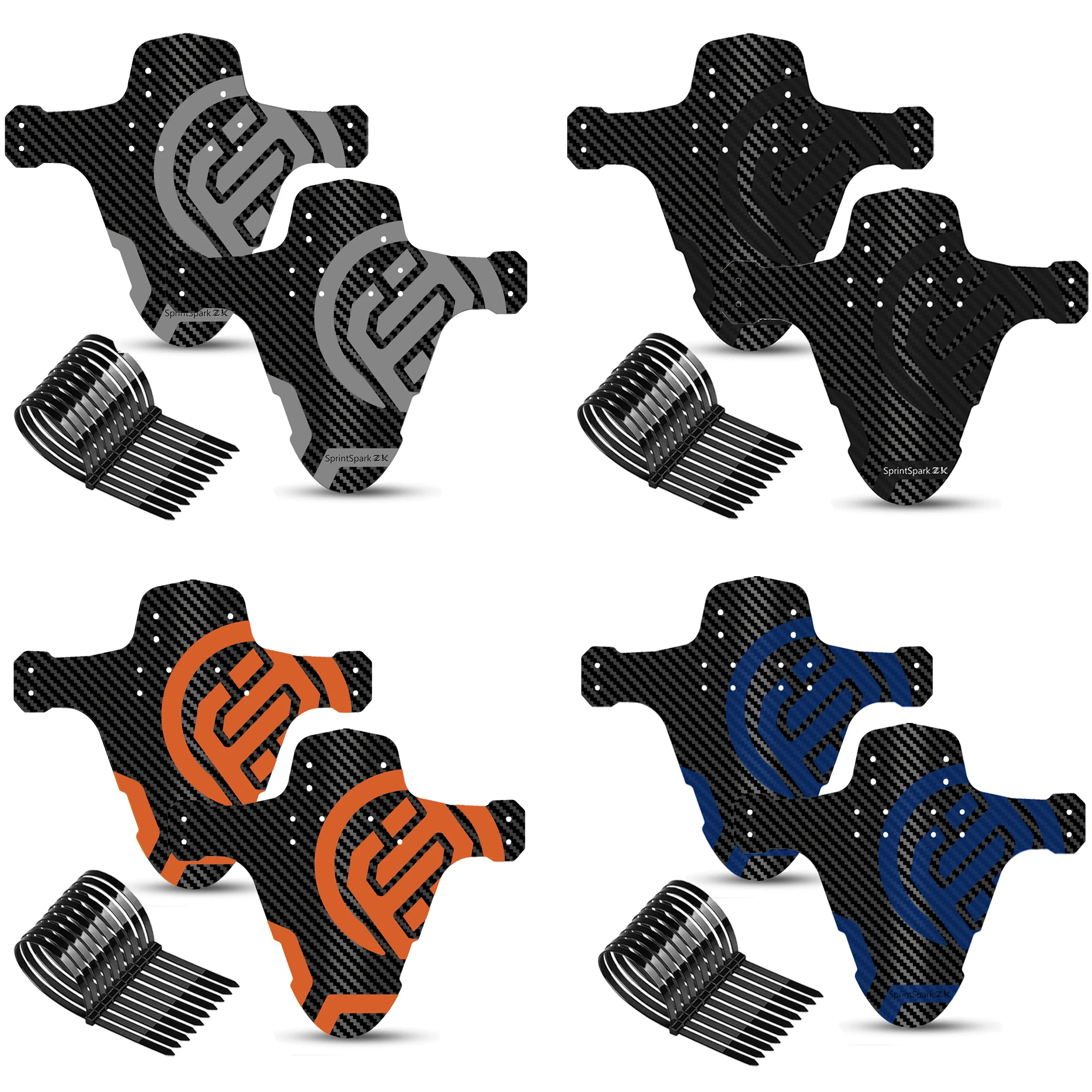 SprintSparkZ Upgraded Carbon Pattern Bicycle Fender Road Mountain Bike Mud Guard Front Rear Wheel Mudguard Ultralight MTB Fender - view 6