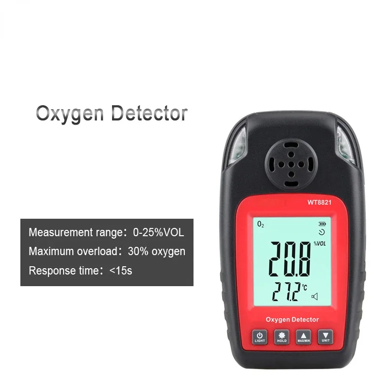 

WT8821 digital oxygen concentration detector LCD display oxygen temperature monitor oxygen analyzer sound alarm light buzzer