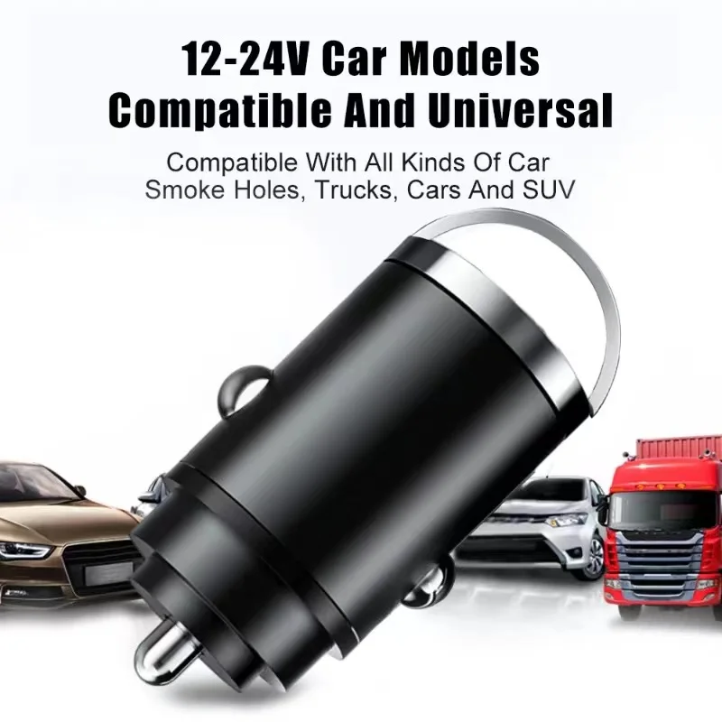 Caricabatteria da auto Mini Pull Ring da 100 W PD QC3.0 Adattatore per caricabatteria da telefono per auto USB tipo C a ricarica rapida per iPhone 15 Xiaomi Samsung Huawei