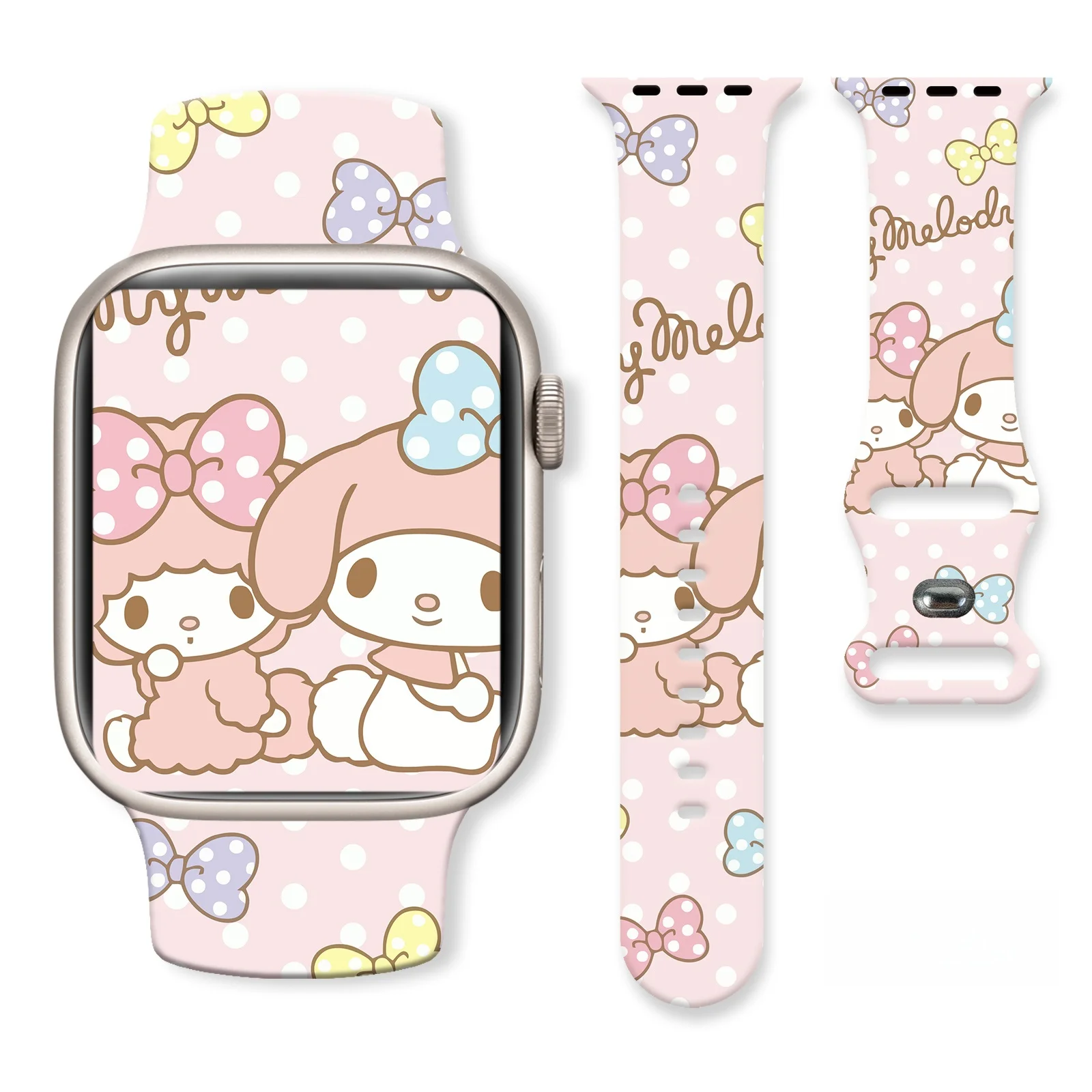

Sanrio Cute Melody Strap for Apple Watch 11 10 9 8 Silicone Band Replaceable Bracelet for iWatch 46mm 44mm 42mm 41mm Watchband