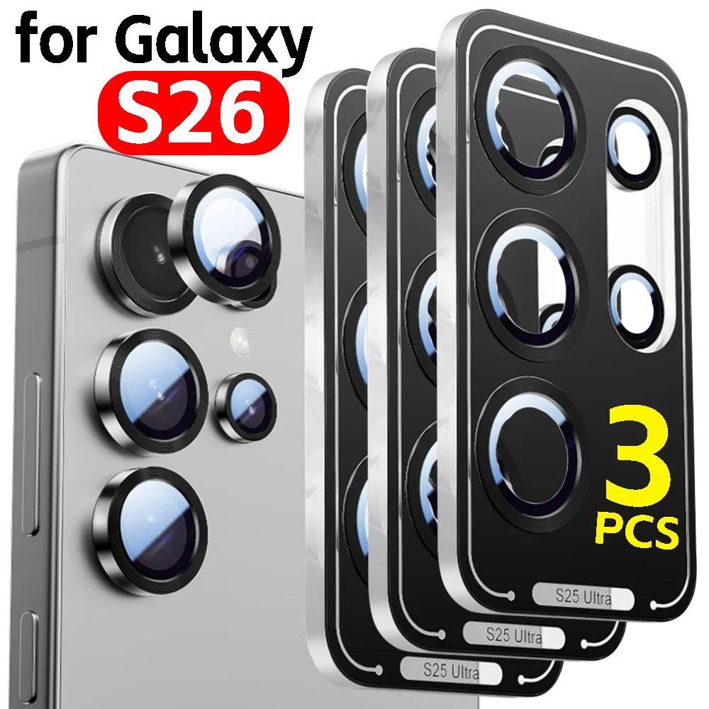 

1/2/3pcs Rear Glass Metal Lens Protector for Samsung Galaxy S26/S26Plus/S26Ultra Back Camera Lens Metal Ring 9H Tempered Glass