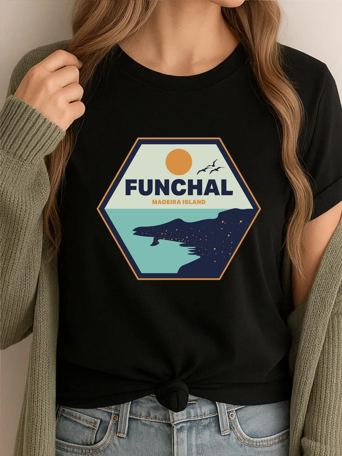 

Funchal Madeira Island Streetwear Autumn Custom T Shirt Graphic Tees Mens Fashion Loose Fit Printed Clothes