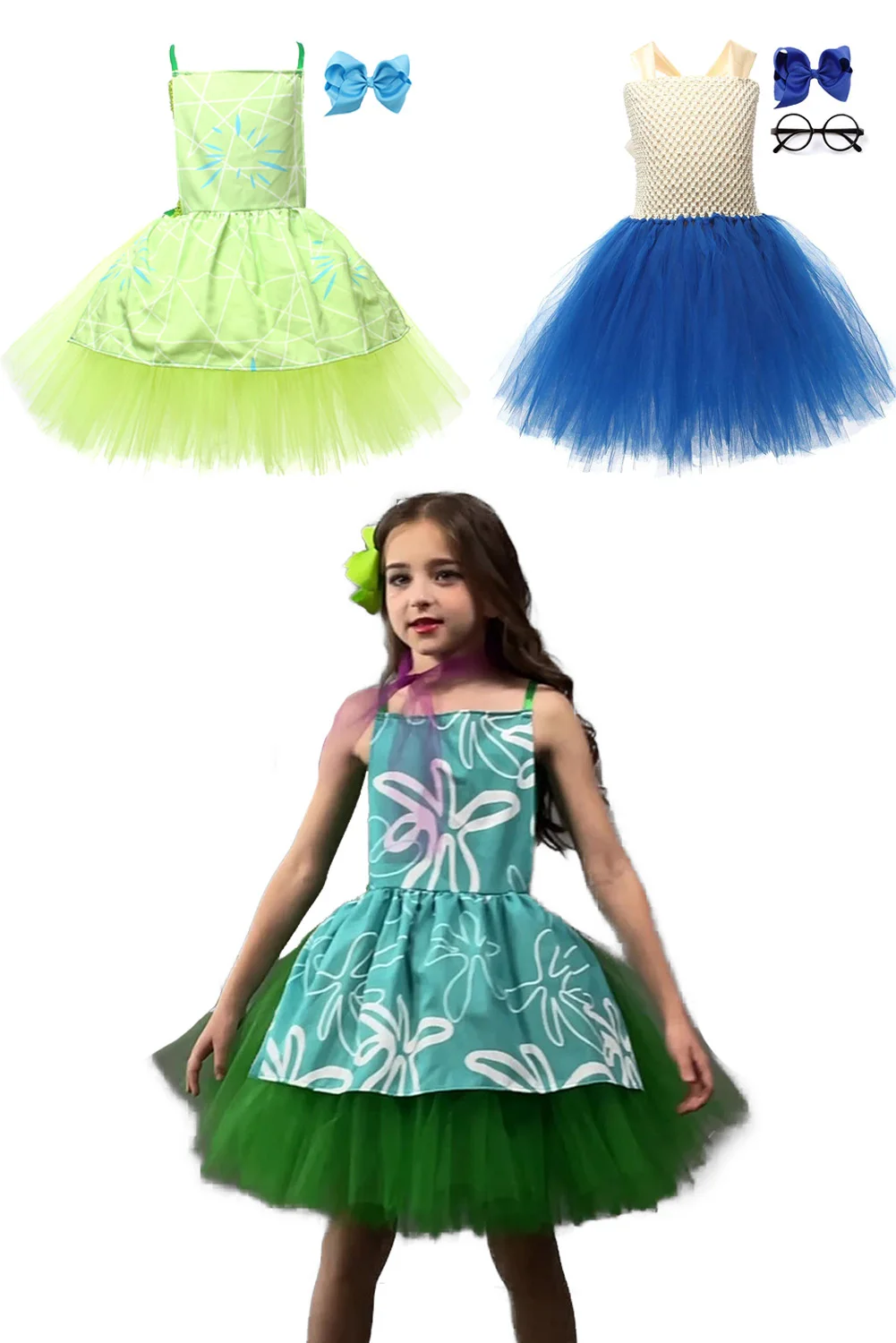 Alegria disfarçada Nojo raiva Cosplay Tutu saia para meninas, desenho animado no lado 2 fantasia, vestido extravagante pano de festa para crianças, criança, 2024