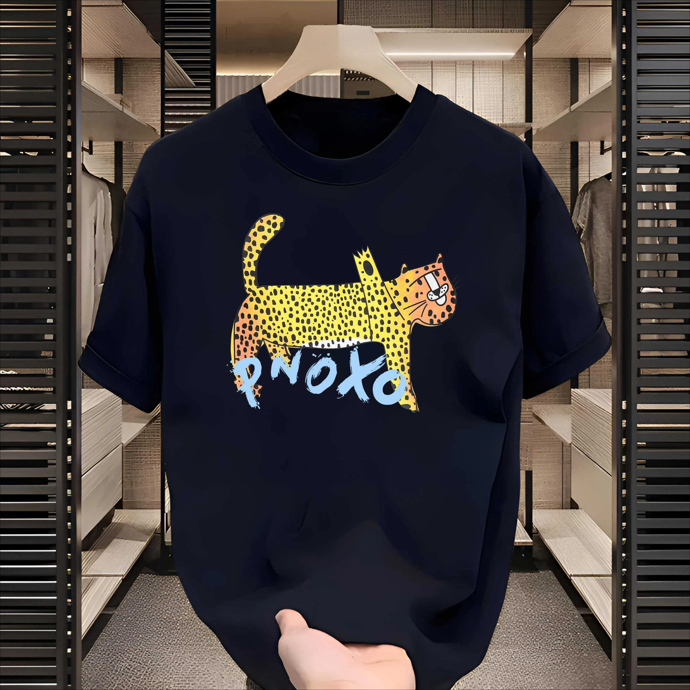 

Лето 2025 г., новый топ для пожилых людей, мужская и женская футболка с короткими рукавами, модный свободный хлопок с принтом