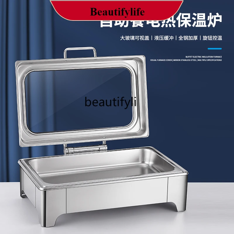

E132 Stainless Steel Hydraulic Buffet Stove Flip Visual Electric Heating Maintaining Furnace