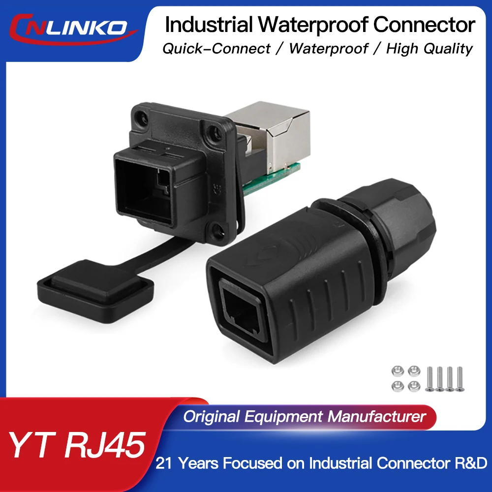 

CNLINKO Waterproof PBT RJ45 Connector 8P8C Ethernet Cable Head Plug Gold-plated Panel Socket Network RJ45 Crimper Connector