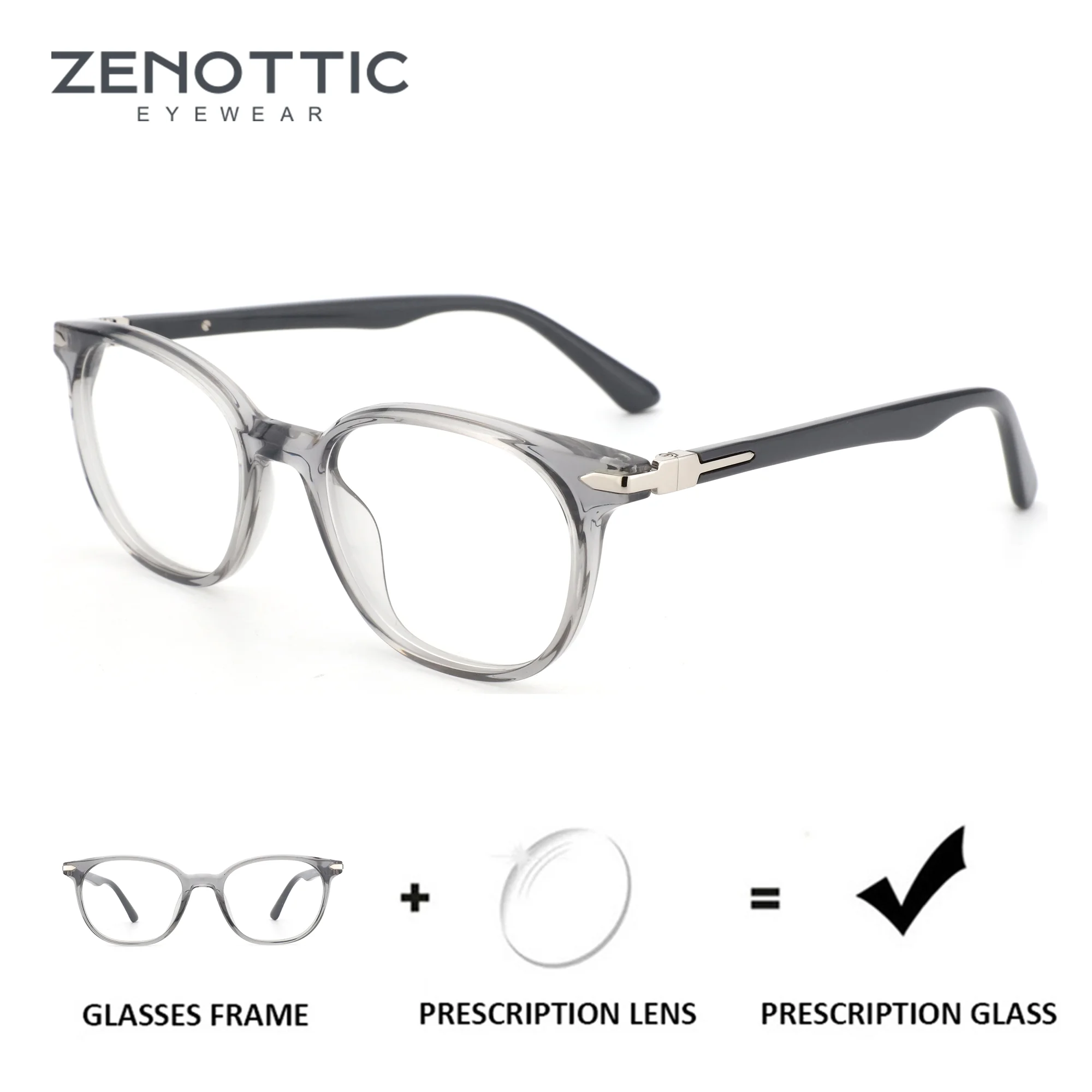 ZENOTTIC – lentilles de prescription carrées en acétate, taille M, personnalisées, pour hommes et femmes, lunettes progressives anti-lumière bleue