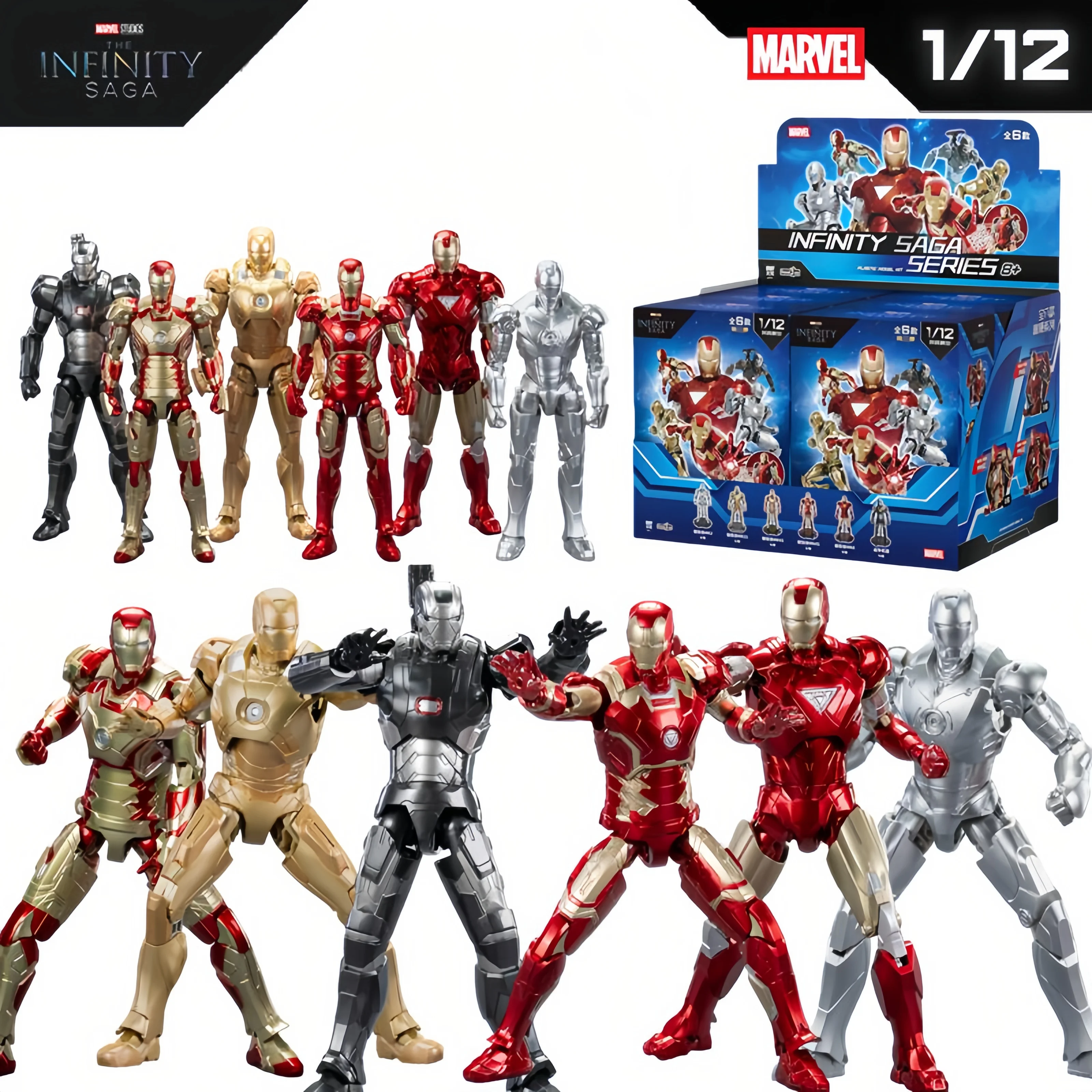 

Оригинальные фигурки Fondjoy Marvel: Железный человек Infinite Legends (модели mk2, mk6, mk21, mk42, mk43), Воин-машинка (War Machine) — коллекционная фигурка в слепой коробке, игрушка-подарок