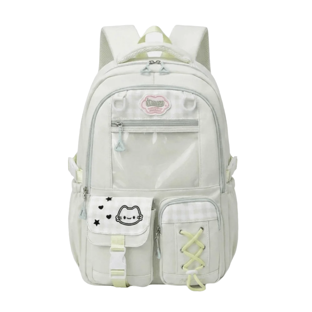 Preppy-Style Schulrucksack mit mehreren Fächern, großem Fassungsvermögen, leichtem Gewicht, Reißverschluss, mehreren Taschen, kariertem Farbblock-Design, Tagesrucksack – Detail 10